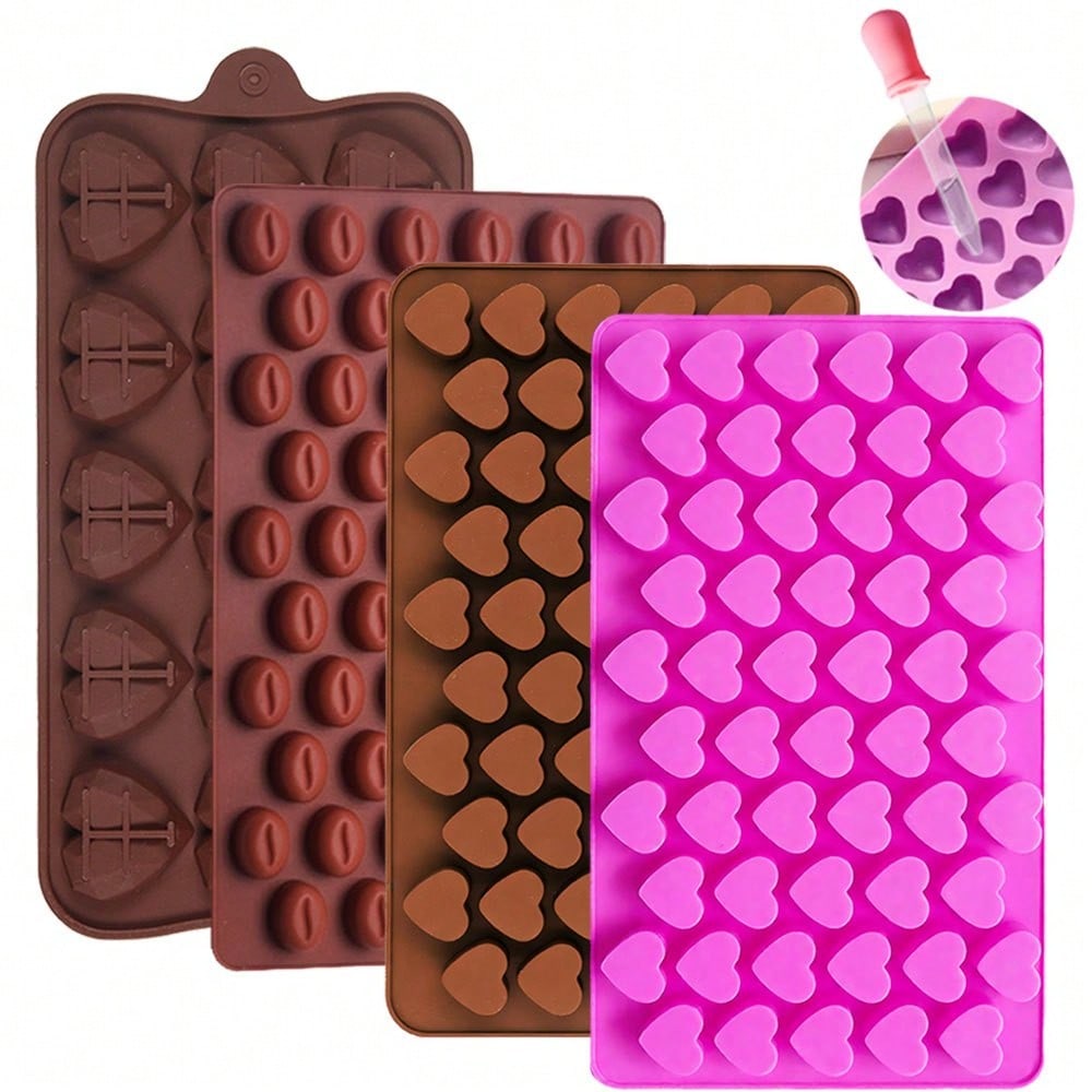 Candle Wax Scale - 2er-Set Herzförmige Kaffeebohnen-Silikonformen mit Kunststoff-Messpipette –