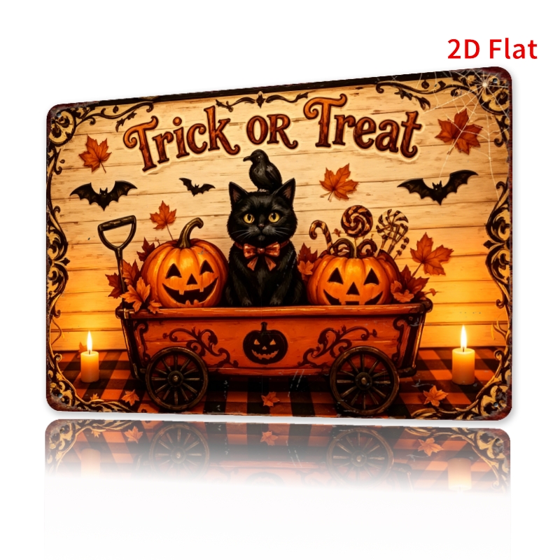 Black Tin Candle - CIFBUY Vintage Farm Halloween Aluminium-Wandkunst, wasserdichtes,