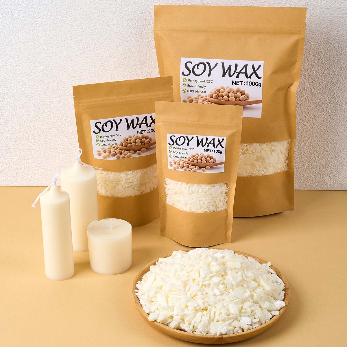 Candle Making Supplies Kit - 1 Pfund reinweißes Sojawachs für handgemachte