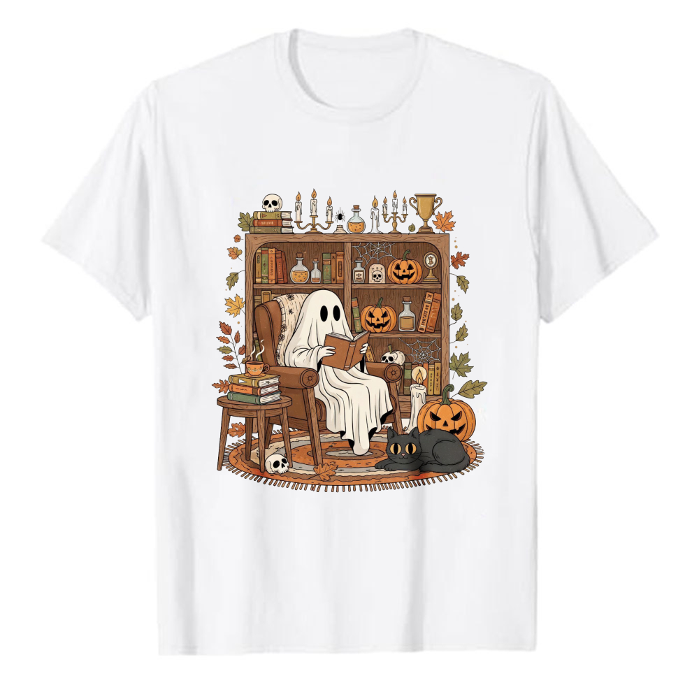 Black Tin Candle - Niedliches Buchlese-Geist-Bibliothek Halloween T-Shirt Vintage Kürbis