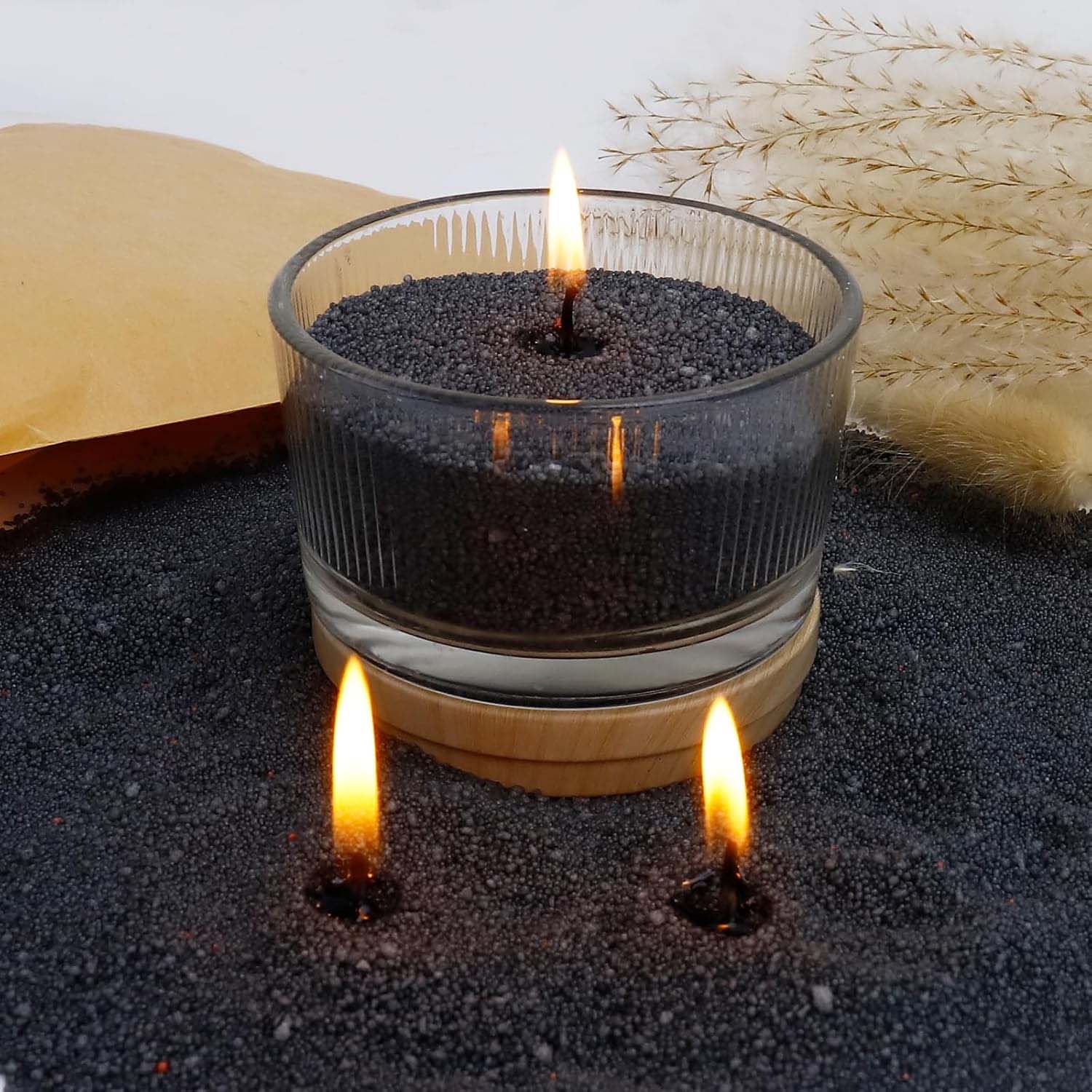 Candle Supplies In Bulk - Schwarzer Kerzensand mit Docht, 200g mit